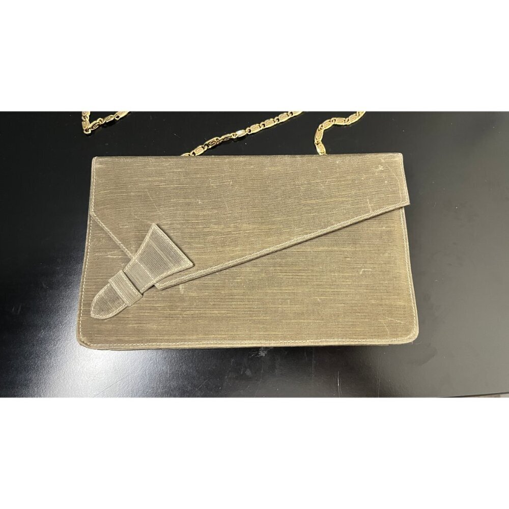 GIORGIO ARMANI OLIVE GOLD CHAIN EVENING ENVELOPE BAG - Picture 2 of 13